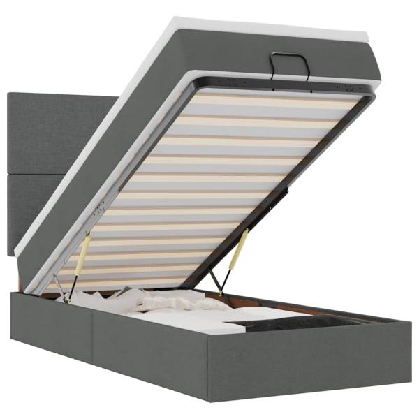 Ottoman-Bett mit Matratze Dunkelgrau 100x200 cm Stoff