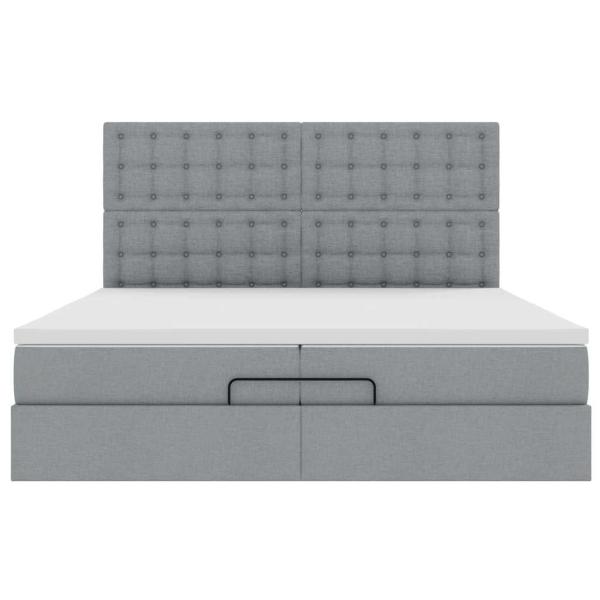 Ottoman-Bett mit Matratzen Hellgrau 200x200 cm Stoff