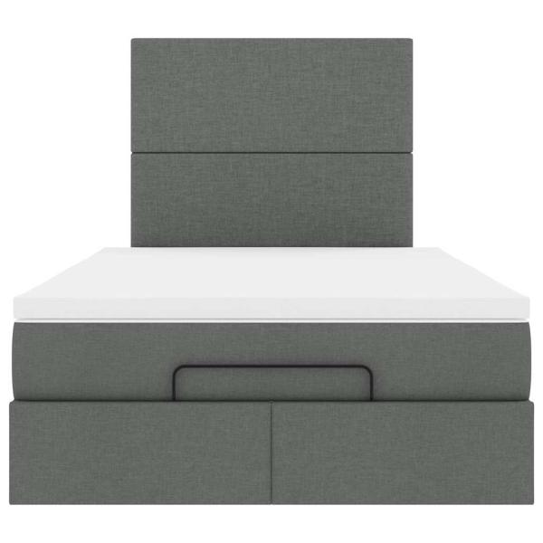 Ottoman-Bett mit Matratze Dunkelgrau 120x200 cm Stoff