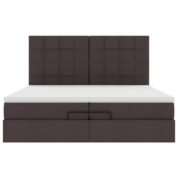 Ottoman-Bett mit Matratzen Dunkelbraun 200x200 cm Stoff
