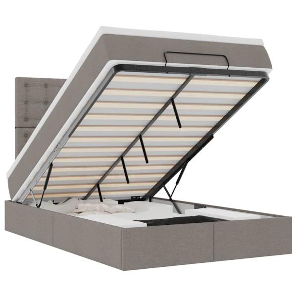 Ottoman-Bett mit Matratze Taupe 120x200 cm Stoff
