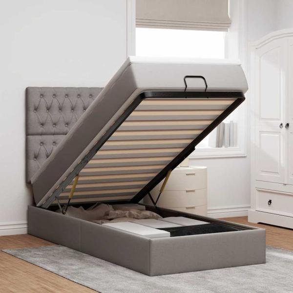 ARDEBO.de - Ottoman-Bett mit Matratze Taupe 90x190 cm Stoff
