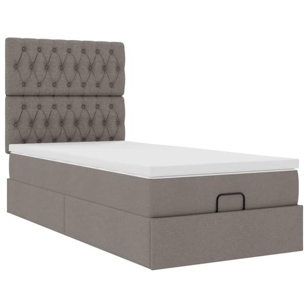 Ottoman-Bett mit Matratze Taupe 90x190 cm Stoff