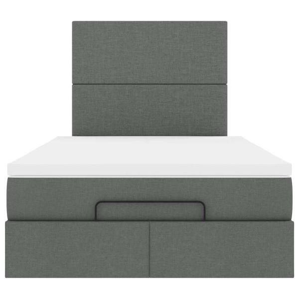 Ottoman-Bett mit Matratze Dunkelgrau 120x190 cm Stoff
