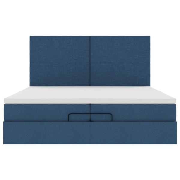 Ottoman-Bett mit Matratzen Blau 200x200 cm Stoff