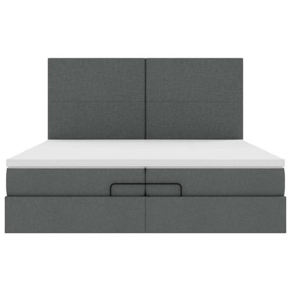 Ottoman-Bett mit Matratzen Dunkelgrau 200x200 cm Stoff