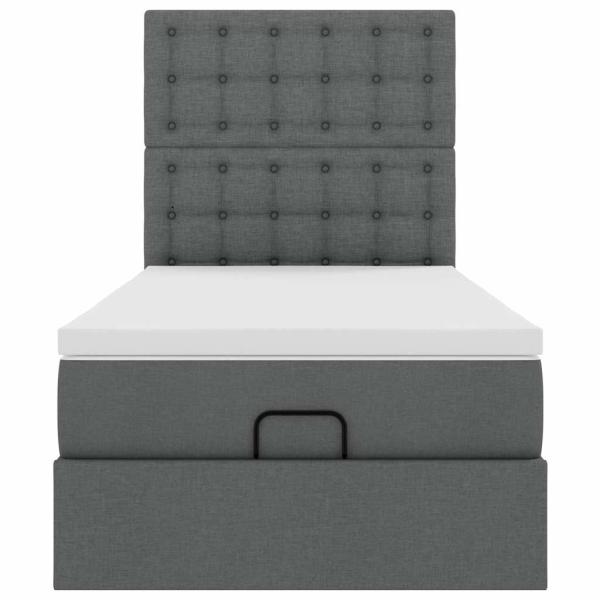 Ottoman-Bett mit Matratze Dunkelgrau 90x190 cm Stoff