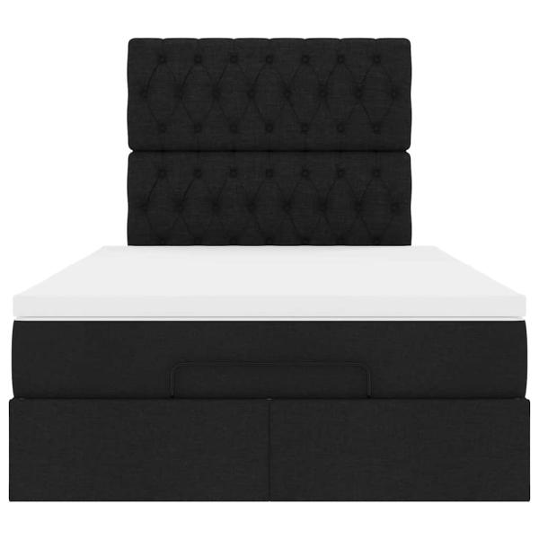 Ottoman-Bett mit Matratze Schwarz 120x200 cm Stoff
