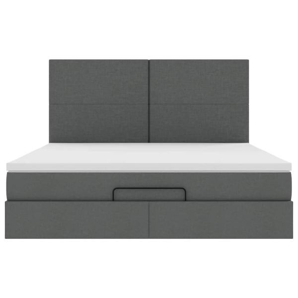 Ottoman-Bett mit Matratzen Dunkelgrau 200x200 cm Stoff