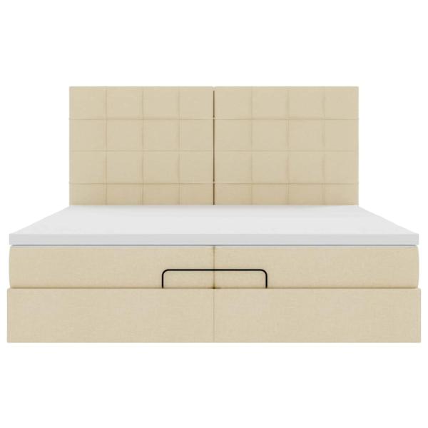 Ottoman-Bett mit Matratzen Creme 200x200 cm Stoff