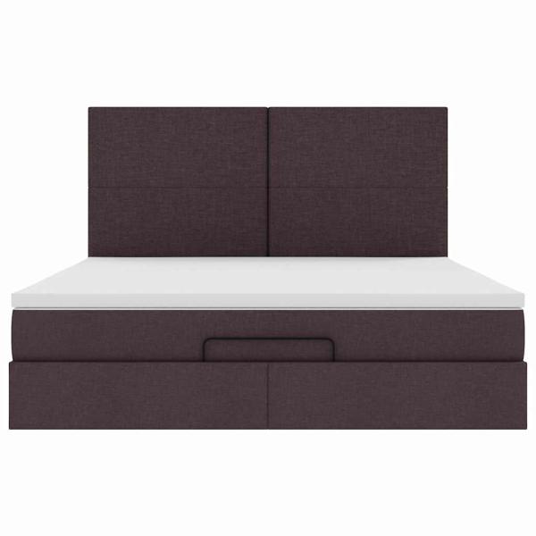 Ottoman-Bett mit Matratzen Dunkelbraun 200x200 cm Stoff