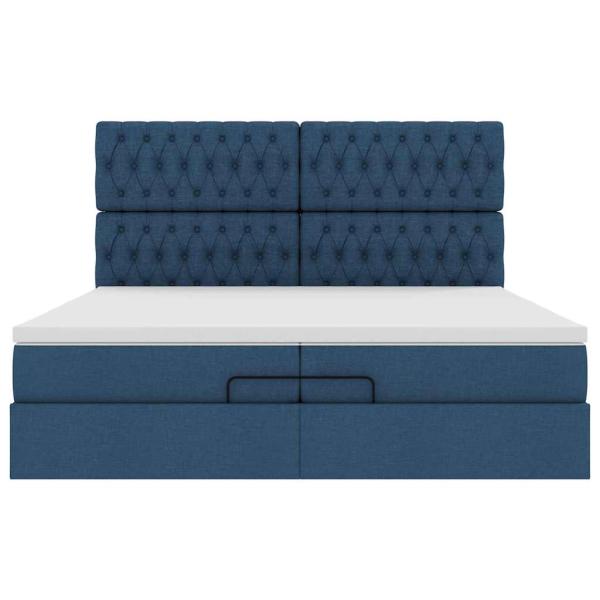 Ottoman-Bett mit Matratzen Blau 200x200 cm Stoff