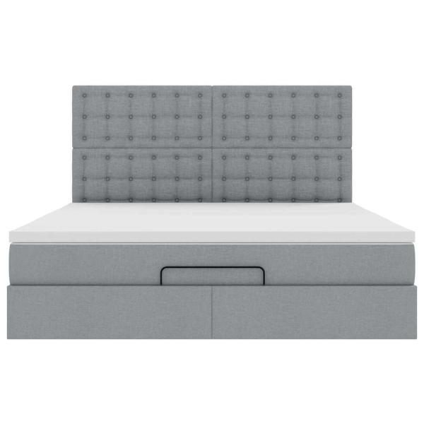 Ottoman-Bett mit Matratze Hellgrau 160x200 cm Stoff