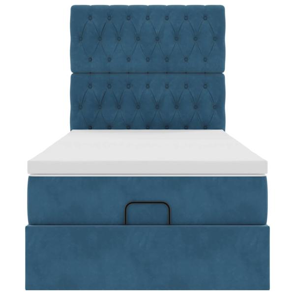 Ottoman-Bett mit Matratzen Dunkelblau 90x200 cm Samt