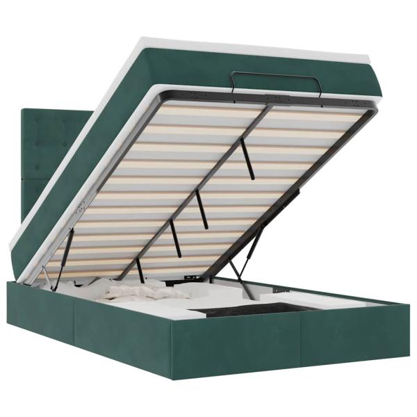 Ottoman-Bett mit Matratzen Dunkelgrün 120x190 cm Samt