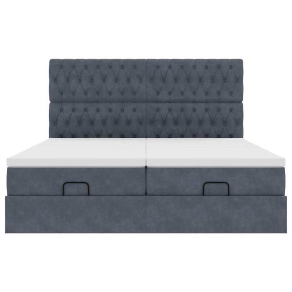 Ottoman-Bett mit Matratzen Dunkelgrau 200x200 cm Samt