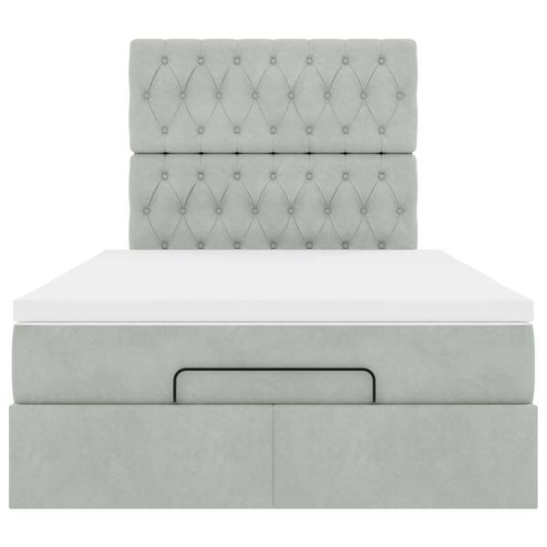 Ottoman-Bett mit Matratzen Hellgrau 120x200 cm Samt