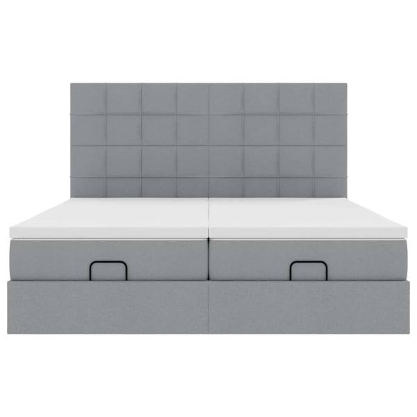 Ottoman-Bett mit Matratzen Hellgrau 200x200 cm Stoff