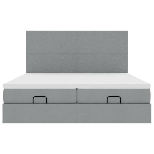 Ottoman-Bett mit Matratzen Hellgrau 200x200 cm Stoff