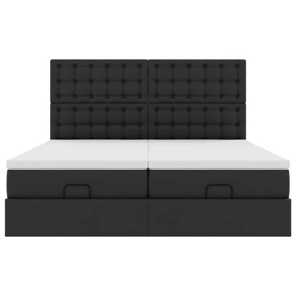 Ottoman-Bett mit Matratzen Schwarz 200x200 cm Kunstleder