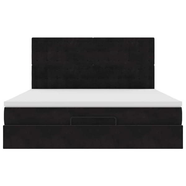 Ottoman-Bett mit Matratzen Schwarz 180x200 cm Samt