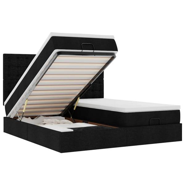 Ottoman-Bett mit Matratzen Schwarz 180x200 cm Stoff
