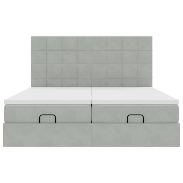 Ottoman-Bett mit Matratzen Hellgrau 180x200 cm Samt