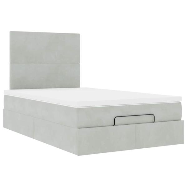 ARDEBO.de - Ottoman-Bett mit Matratzen Hellgrau 120x200 cm Samt