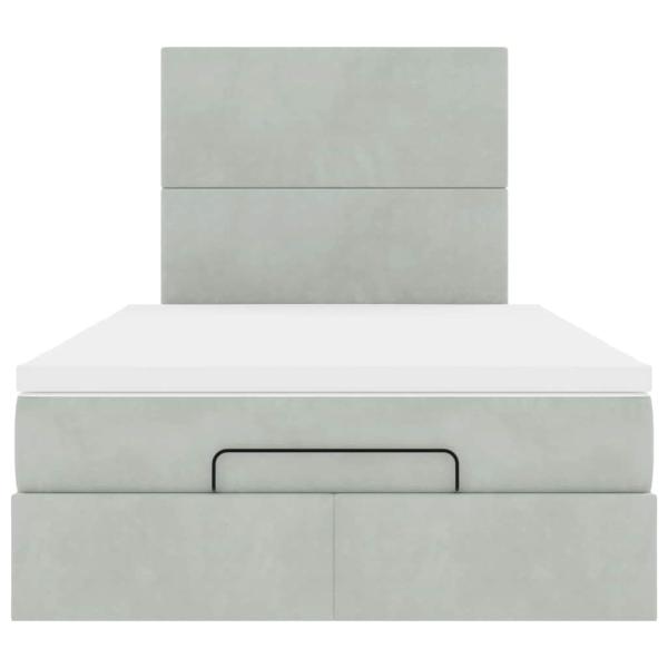 Ottoman-Bett mit Matratzen Hellgrau 120x200 cm Samt