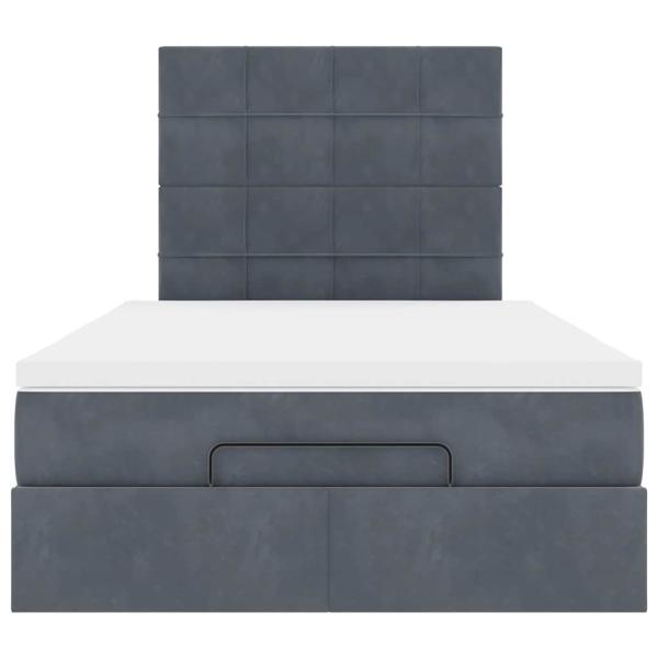 Ottoman-Bett mit Matratzen Dunkelgrau 120x190 cm Samt
