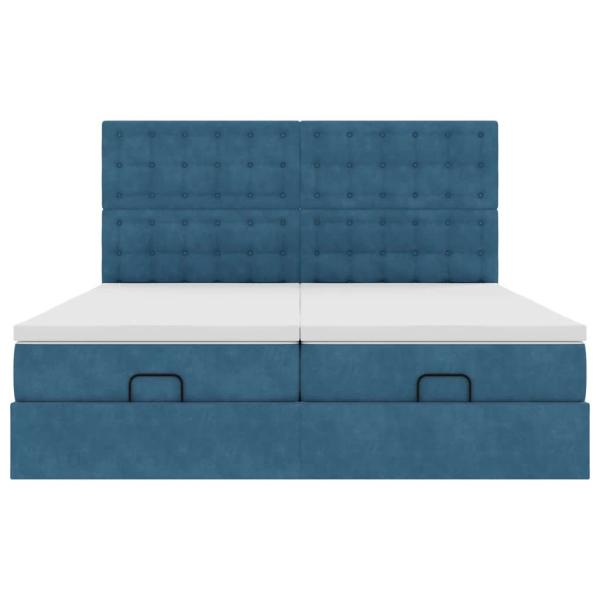 Ottoman-Bett mit Matratzen Dunkelblau 180x200 cm Samt