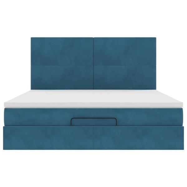 Ottoman-Bett mit Matratzen Dunkelblau 180x200 cm Samt