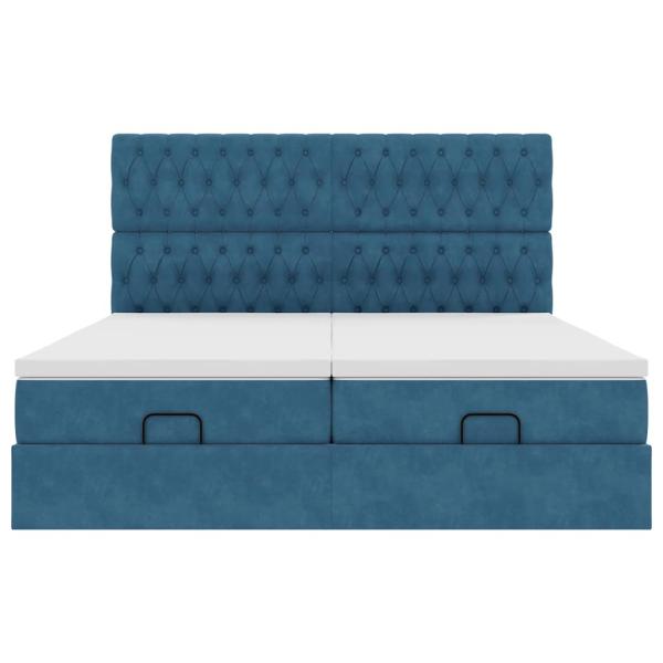 Ottoman-Bett mit Matratzen Dunkelblau 200x200 cm Samt
