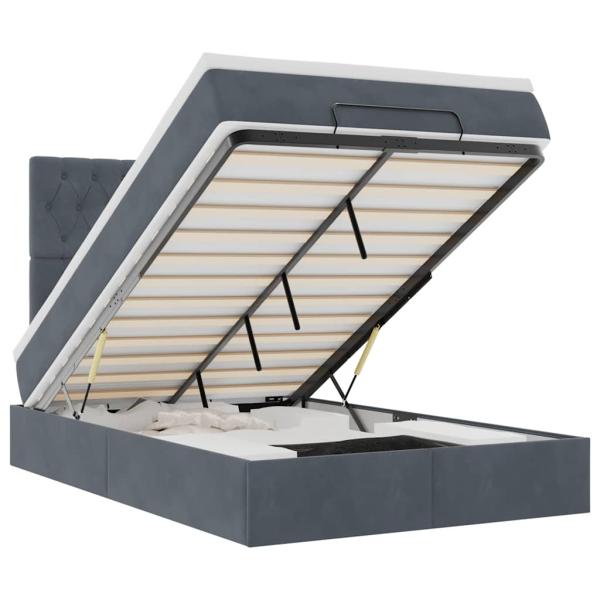 Ottoman-Bett mit Matratzen Dunkelgrau 120x190 cm Samt