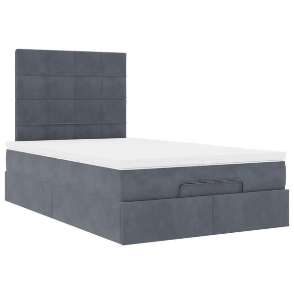 Ottoman-Bett mit Matratzen & LEDs Dunkelgrau 120x200 cm Samt