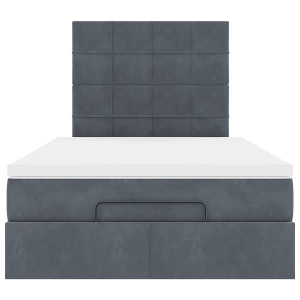 Ottoman-Bett mit Matratzen & LEDs Dunkelgrau 120x200 cm Samt