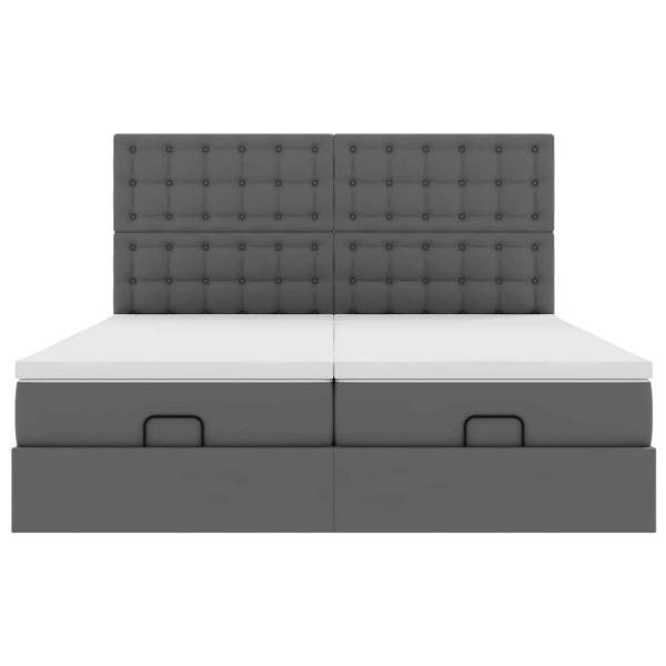 Ottoman-Bett mit Matratzen Grau 180x200 cm Kunstleder