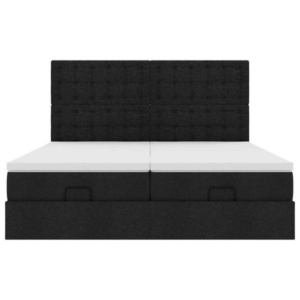 Ottoman-Bett mit Matratzen Schwarz 160x200 cm Stoff
