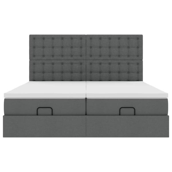 Ottoman-Bett mit Matratzen Dunkelgrau 180x200 cm Stoff