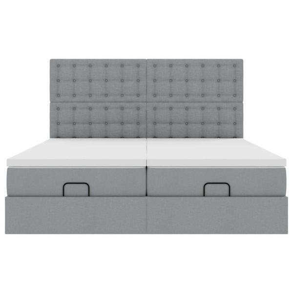 Ottoman-Bett mit Matratzen Hellgrau 200x200 cm Stoff