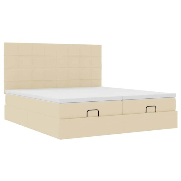 Ottoman-Bett mit Matratzen & LEDs Creme 180x200 cm Stoff