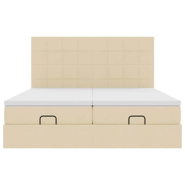 Ottoman-Bett mit Matratzen & LEDs Creme 180x200 cm Stoff