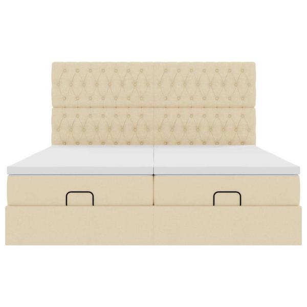 Ottoman-Bett mit Matratzen Creme 180x200 cm Stoff