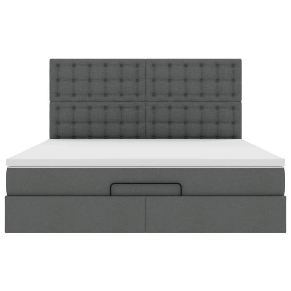 Ottoman-Bett mit Matratze Dunkelgrau 160x200 cm Stoff