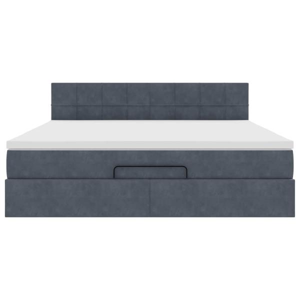 Ottoman-Bett mit Matratze Dunkelgrau 180x200 cm Samt