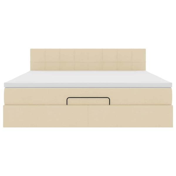 Ottoman-Bett mit Matratze Creme 160x200 cm Stoff