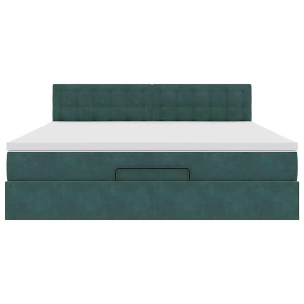Ottoman-Bett mit Matratze Dunkelgrün 180x200 cm Samt