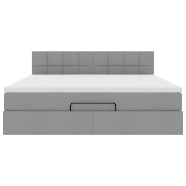 Ottoman-Bett mit Matratze Hellgrau 180x200 cm Stoff