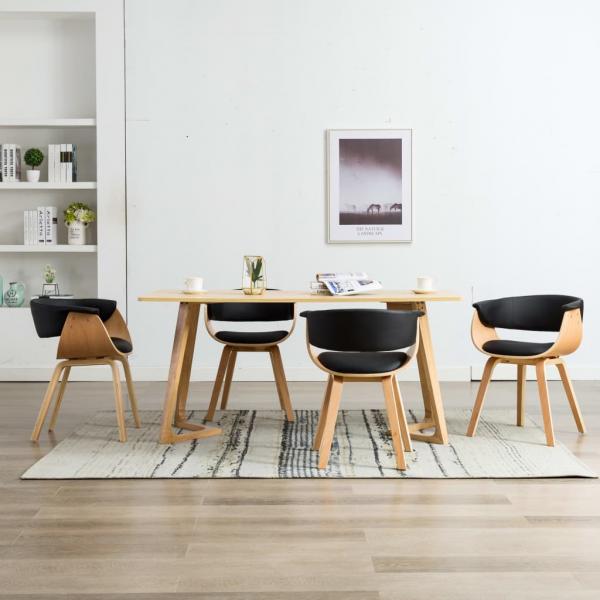 ARDEBO.de - Esszimmerstühle 4 Stk. Schwarz Bugholz und Kunstleder
