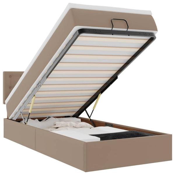 Ottoman-Bett mit Matratze Cappuccino-Braun 90x190 cm Kunstleder